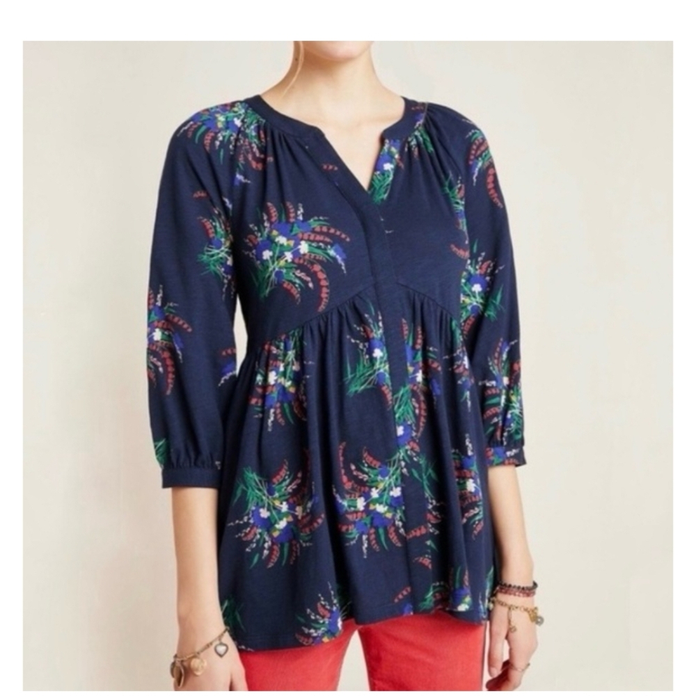 Maeve Floral Babydoll Blouse Size M